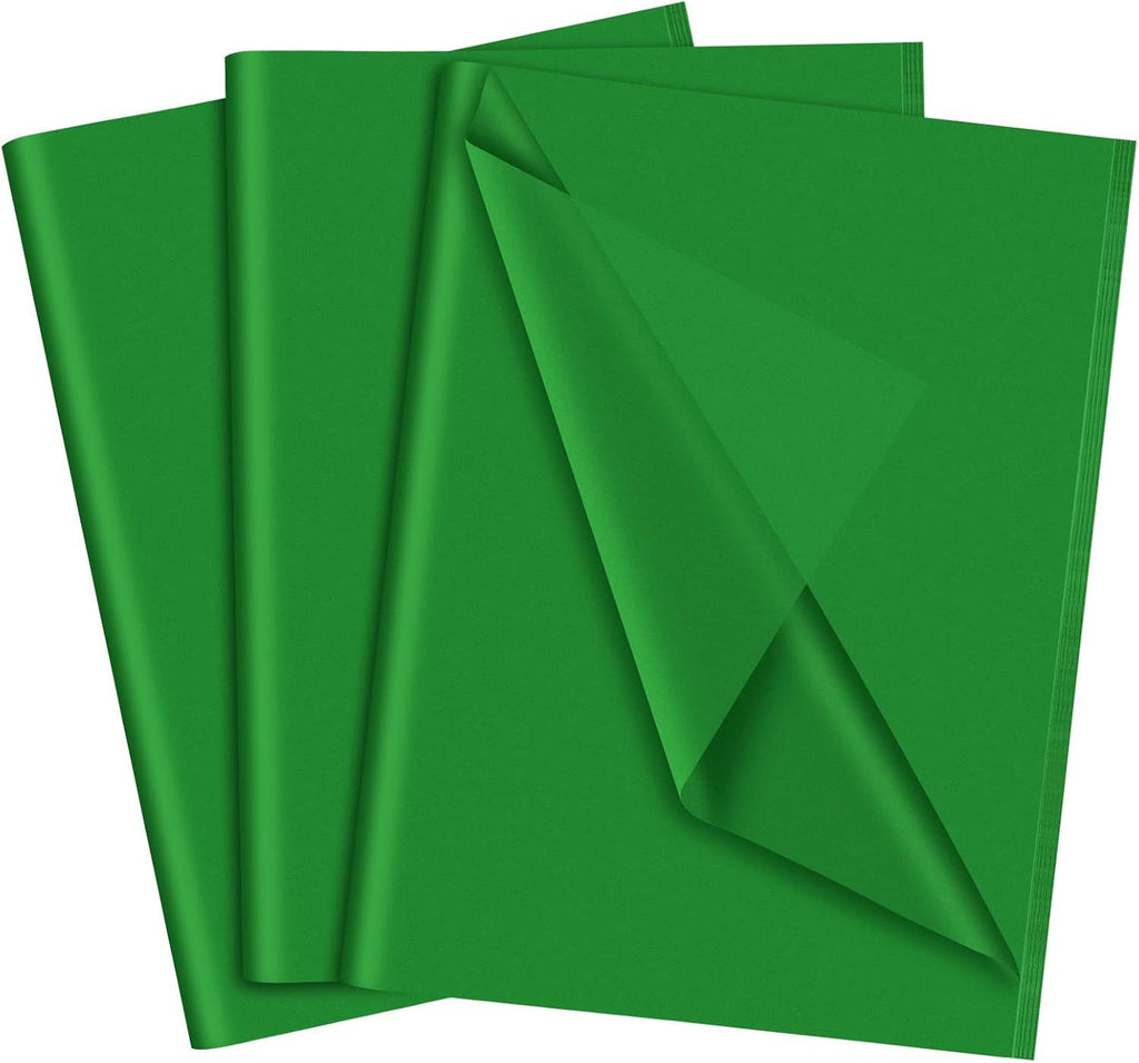 Green Tissue Paper for Gift Bags - 60 Sheets, 14 x 20 Inch, Bulk Packaging Paper for Gift Wrap, Filler, Flower Crafts, Birthday, Wedding, St. Patrick's