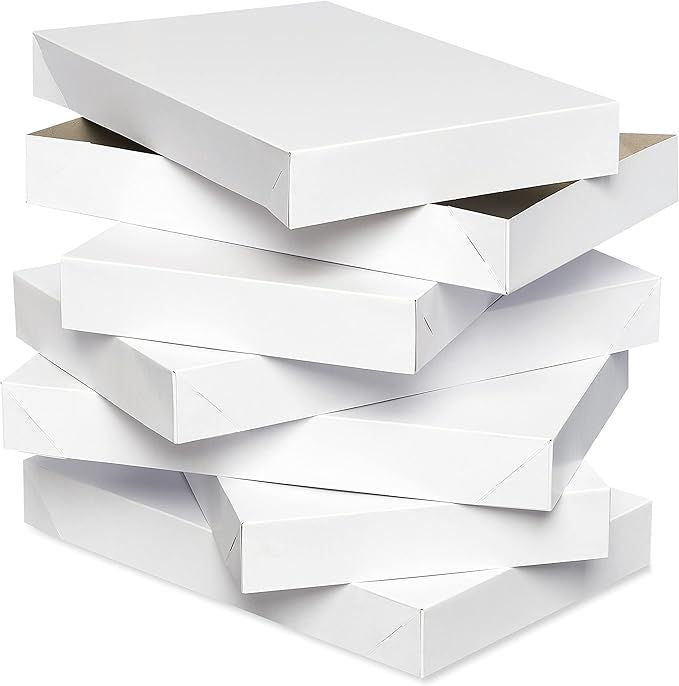 Greetings White Shirt Boxes with Lids, for Birthdays, Holidays, and All Occasions