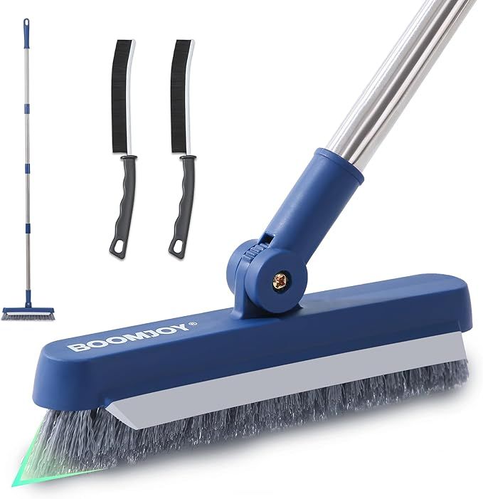 Grout Brush with Long Handle, Grout Cleaner Brush for Tile Floors, Stiff Bristles for Crevice, Tile Line, Shower, Kitchen, Bathroom