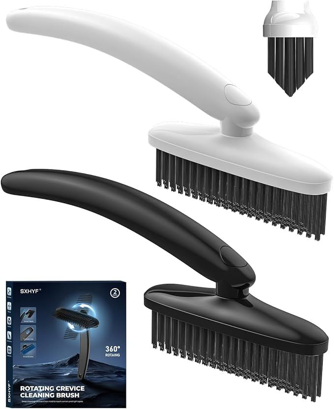 Grout Cleaner Brush for Tile Floors, V Shape Stiff Grout Scrub Brush, Grout Cleaning Tool, Rotating Crevice Cleaning Brush for Bathroom, Shower, Kitchen, Sink, Stove, Household Use
