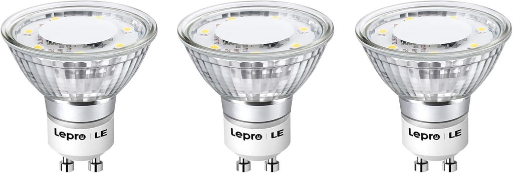 GU10 LED Light Bulbs Non-Dimmable, 5000K Daylight White GU10 Bulb Replacement for Recessed Track Lighting, 4W LED Bulbs with 100°Flood Beam for Kitchen, Range Hood, Living Room, Bedroom, 3 Pack