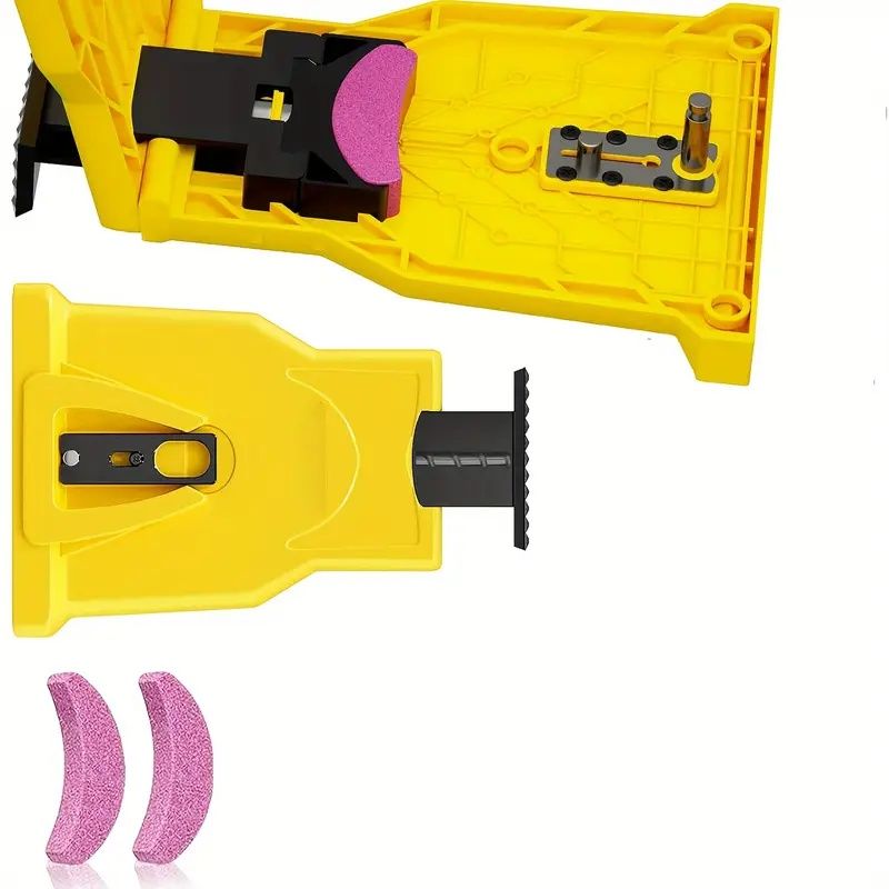 Hainsaw Teeth Sharpener, Portable Chain Saw Sharpener Tool, Chainsaw Sharpener Universal Chain Saw Blade Sharpener, Chainsaw Sharpener Jig For 12"-22" Chain ()Saws (Plus 2 Crescent Grindstones)