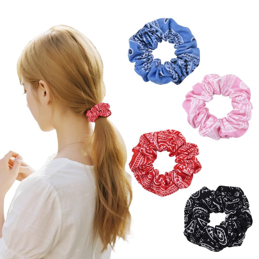 Hair Bow Scrunchy Hair Ties for Girls Ponytail Holders for Women Bunny Ear Scrunchies 3Pcs