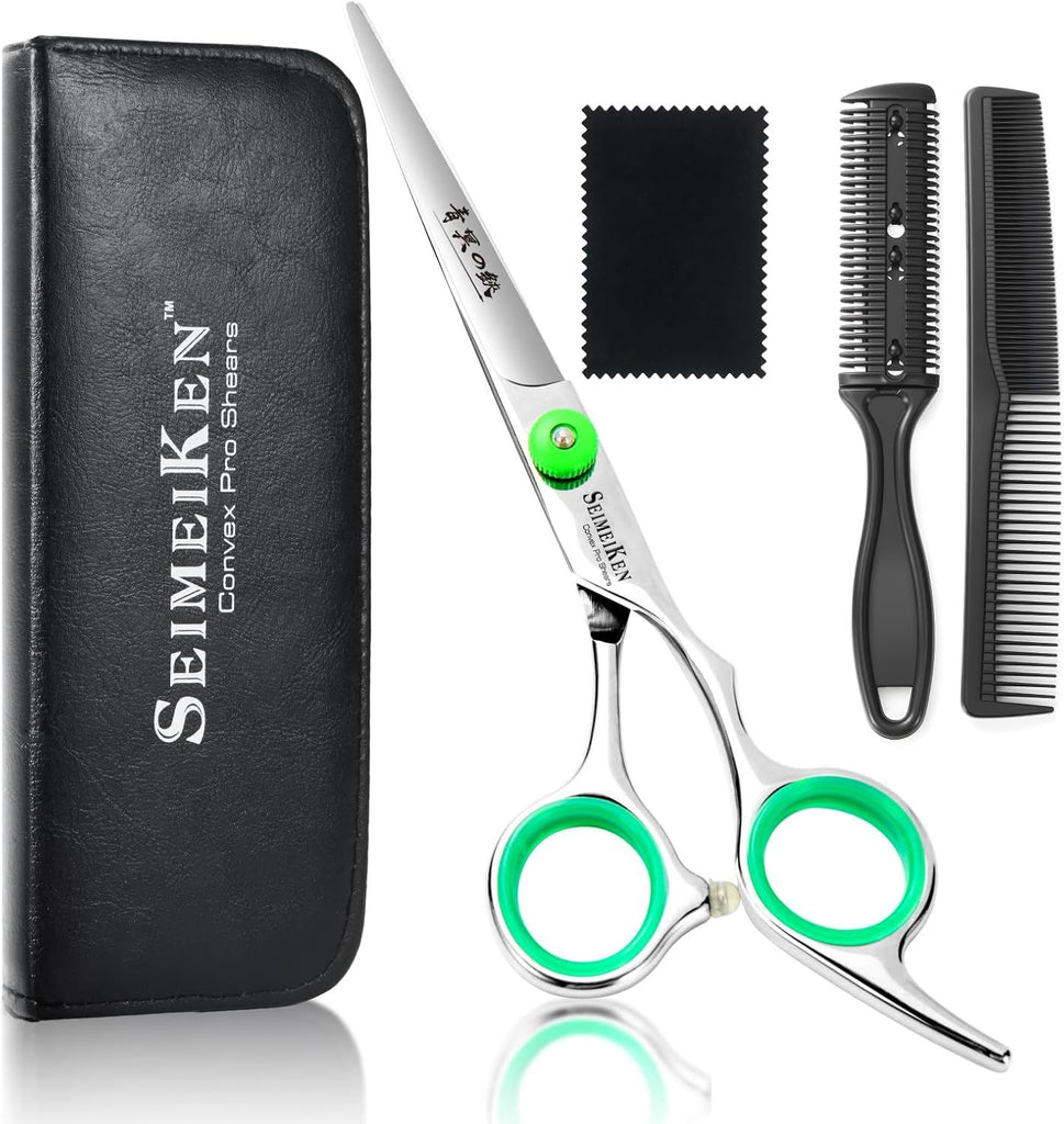 Hair Cutting Scissors   Professional Hair Shears - Premium Stainless Steel Haircut Scissors Kit with Comb and Case - Barber Shears for Salon & Home Use, 6.0 Inch