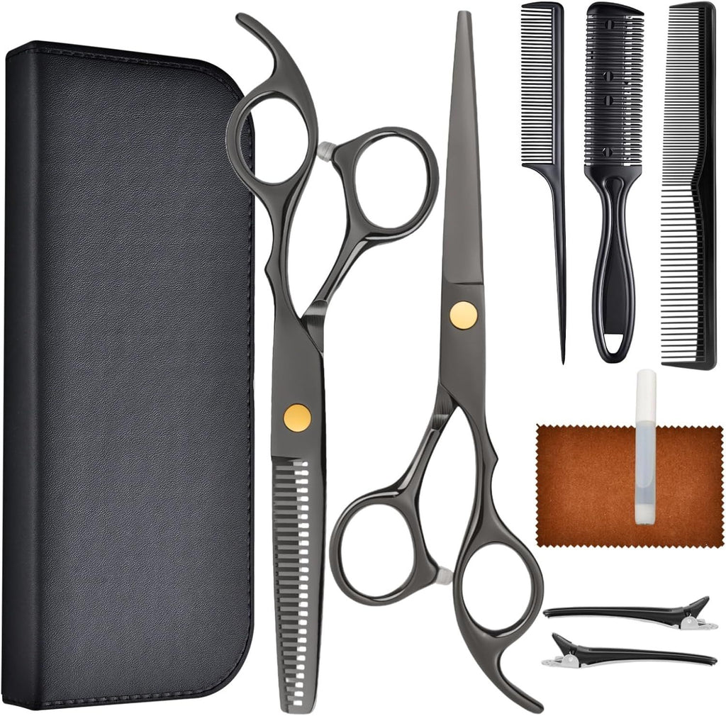 Hair Cutting Scissors Shears Kits, Professional Haircut Scissors Set with Thinning Shears, Stainless Steel Barber Scissors for Men, Women Kids Salon
