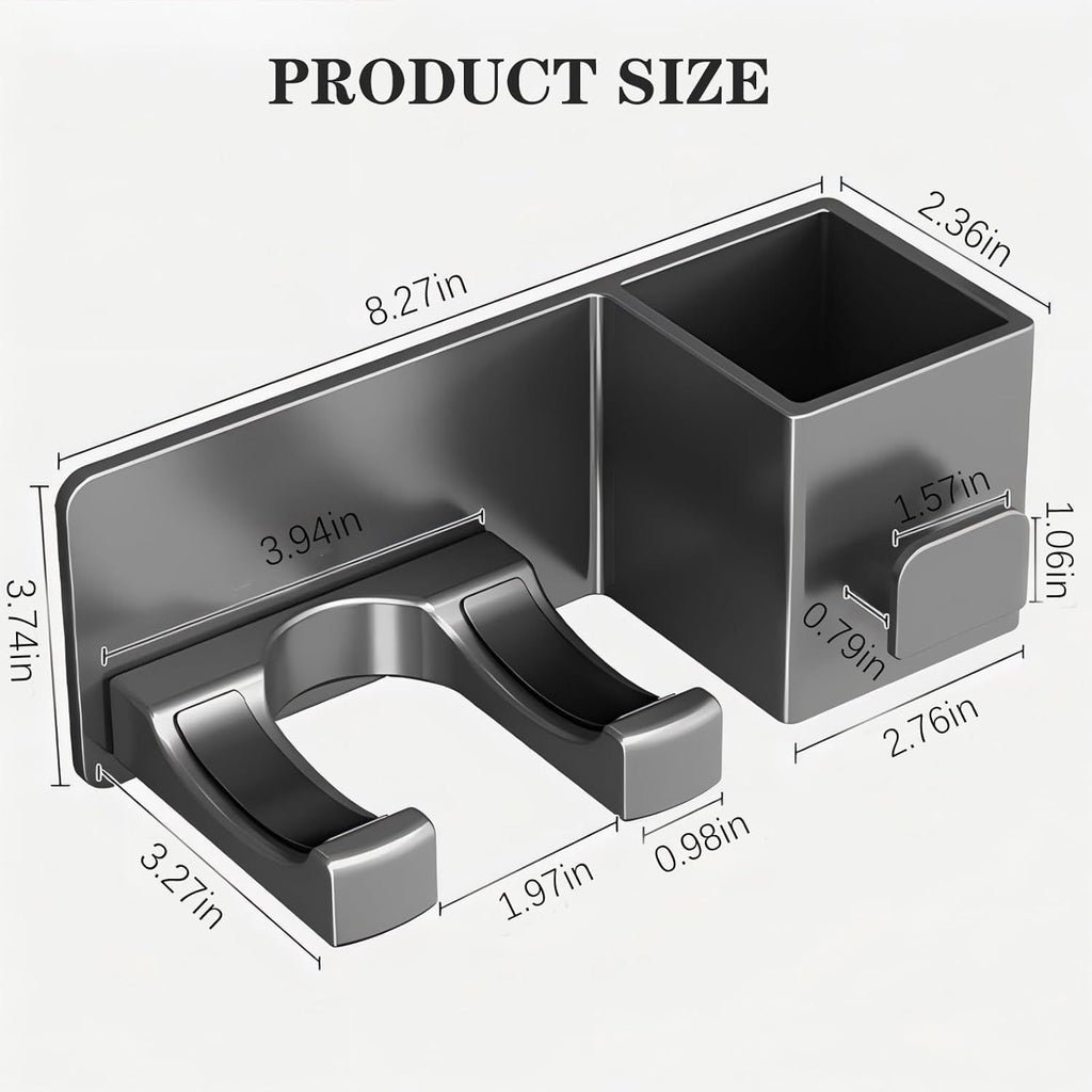 Hair Dryer Holder Wall Mounted, Blow Dryer Holder for Salon, Bedroom, Bathroom Storage, Multi-Functional Bathroom Wall Shelves Hair Tools Organizer for Hairdryers Hairbrush - No Drilling Needed