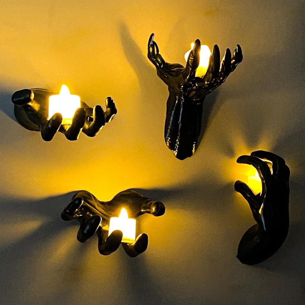 Halloween Decor Indoor 4 Packs Creepy Reaching Hands with LED Candles