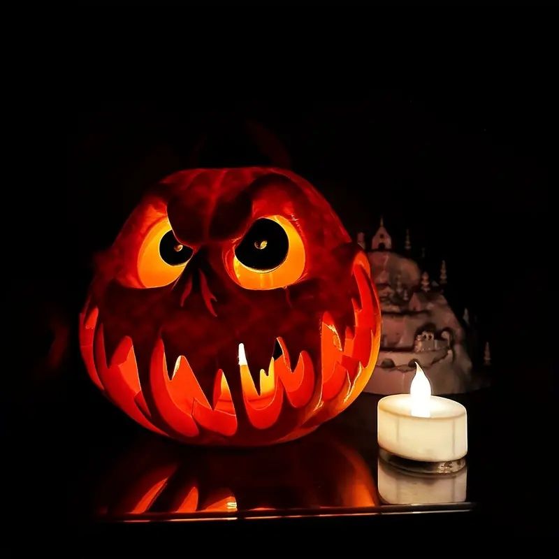 Halloween Giant Pumpkin Resin Decoration | Spooky Skull Head with Eerie Facial Features, Hollow Design for Indoor/Outdoor Festive Decor, Halloween Decor | Eerie Pumpkin Design | Carved Texture, Hallow