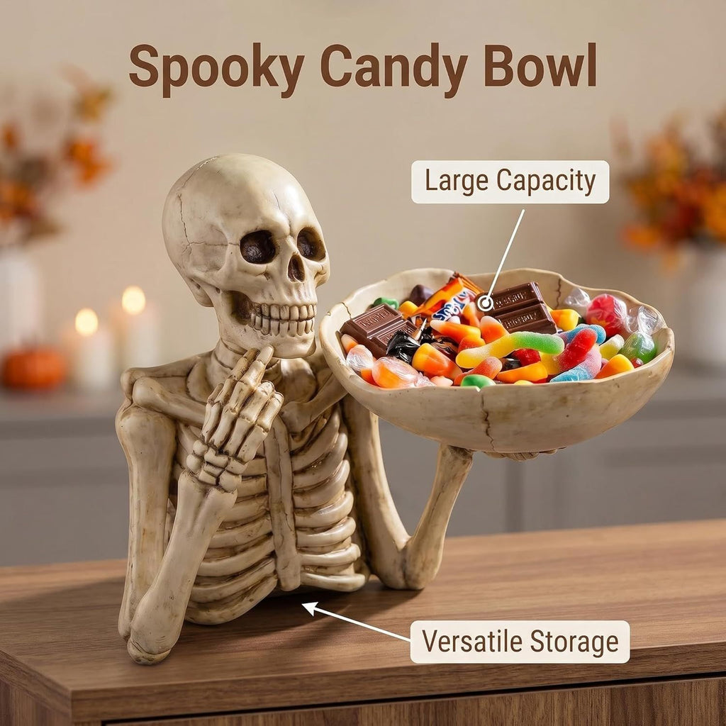 Halloween Skeleton Storage Tray, Skull Halloween Candy Dish Fruit Snack Serving Tray Platter Cupcake Containers Goth Dining Table Centerpiece Halloween Serving Trays and Platters