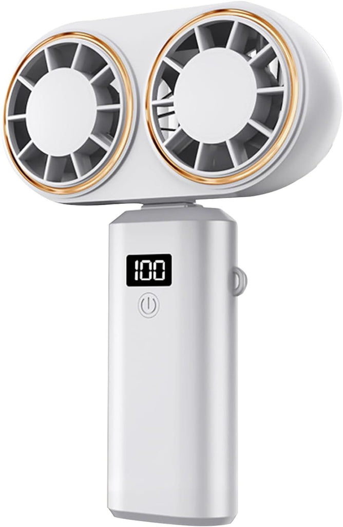 Handheld Fan - Head 5-Speed Rechargeable Fans | Lightweight Electric Pocket Fan With Digital Display | Ideal For Hiking, Outdoor Sports, Indoor School, Gym, Festival, Camping & Kitchen Use