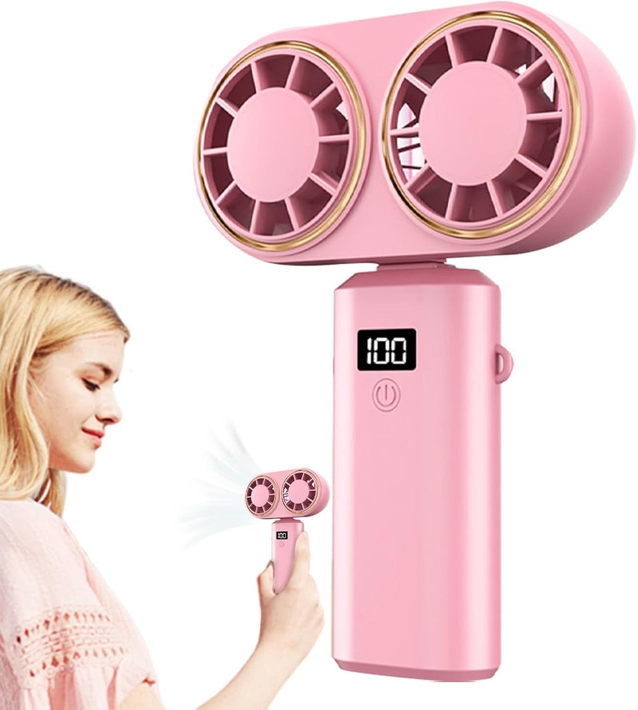 Handheld Fan - Head 5-Speed Rechargeable Fans | Lightweight Electric Pocket Fan With Digital Display | Ideal For Hiking, Outdoor Sports, Indoor School, Gym, Festival, Camping & Kitchen Use