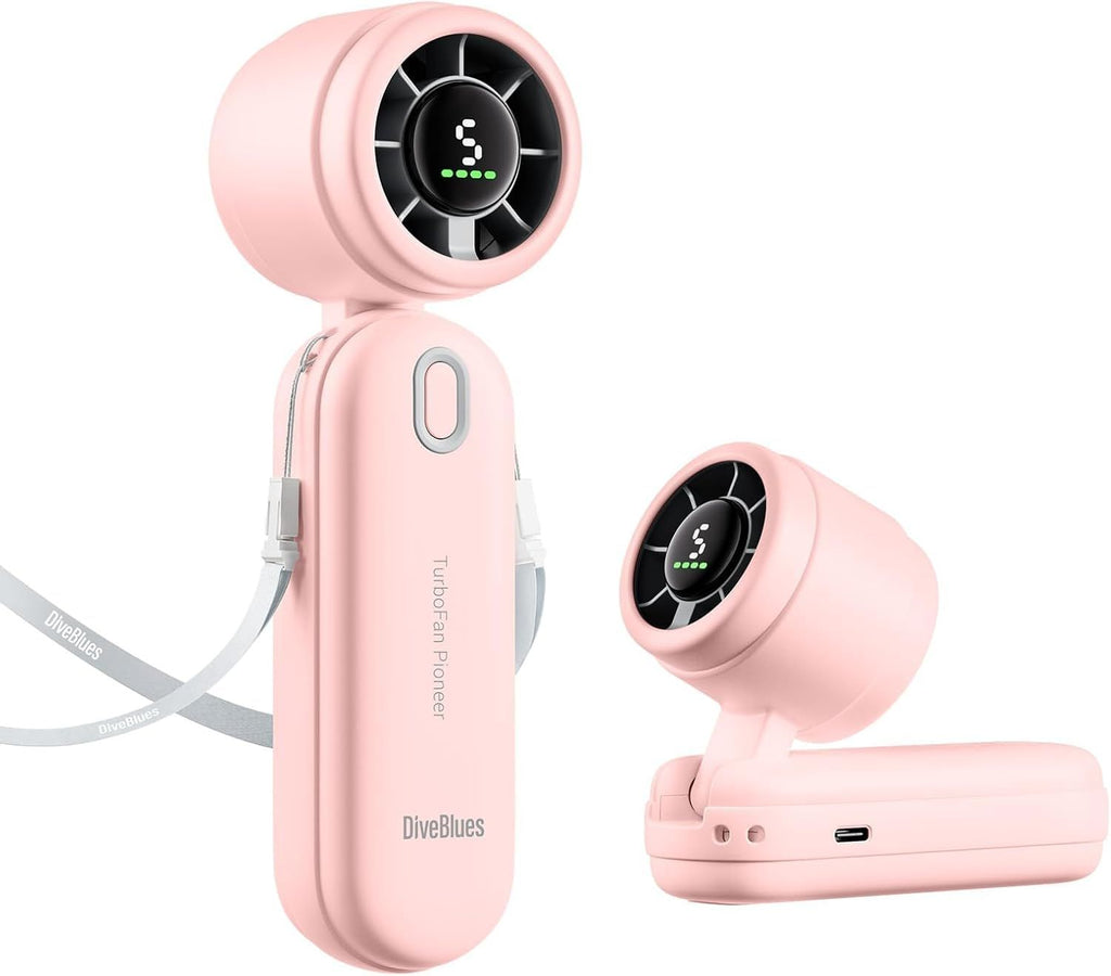 Handheld Fan, 30ft/s Mini Portable Turbo Fan [12H Max Cooling], 4000mAh Personal Fan with LED Display, 3-in-1 Hand Held/Neck/Desk Fan for Travel, Cruise