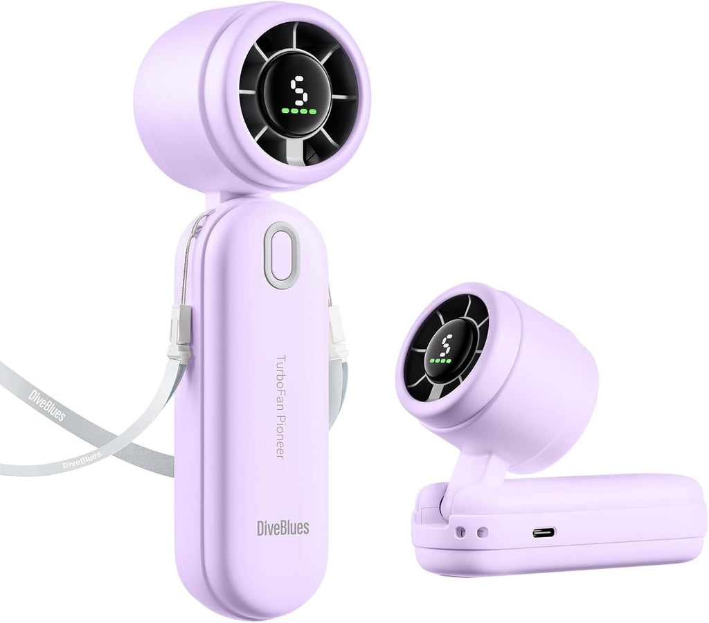Handheld Fan, 30ft/s Mini Portable Turbo Fan [12H Max Cooling], 4000mAh Personal Fan with LED Display, 3-in-1 Hand Held/Neck/Desk Fan for Travel, Cruise
