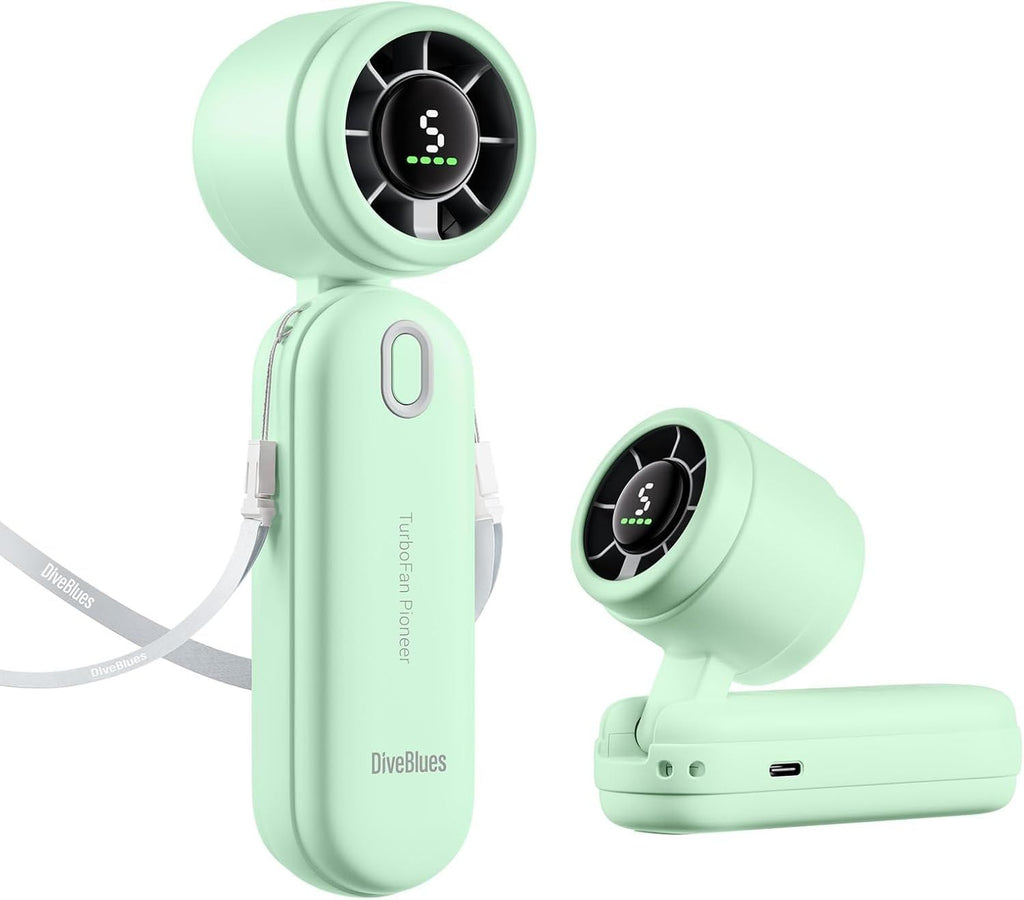 Handheld Fan, 30ft/s Mini Portable Turbo Fan [12H Max Cooling], 4000mAh Personal Fan with LED Display, 3-in-1 Hand Held/Neck/Desk Fan for Travel, Cruise