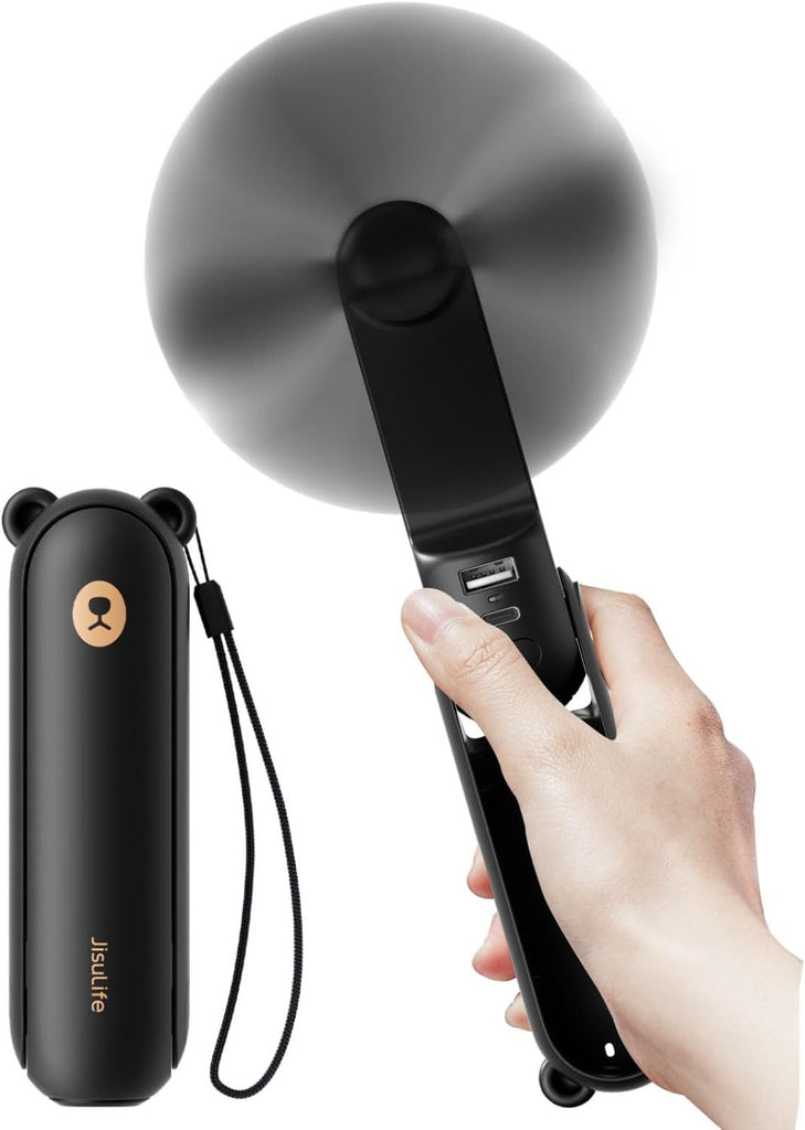 Handheld Fan with 4500 mAh Powerbank Max 37 Hours Runtime, Pocket Portable Battery Operated or USB Powered Folding Personal Fan, 3 Speeds, Gifts for Women Men Kids Gift for Festival