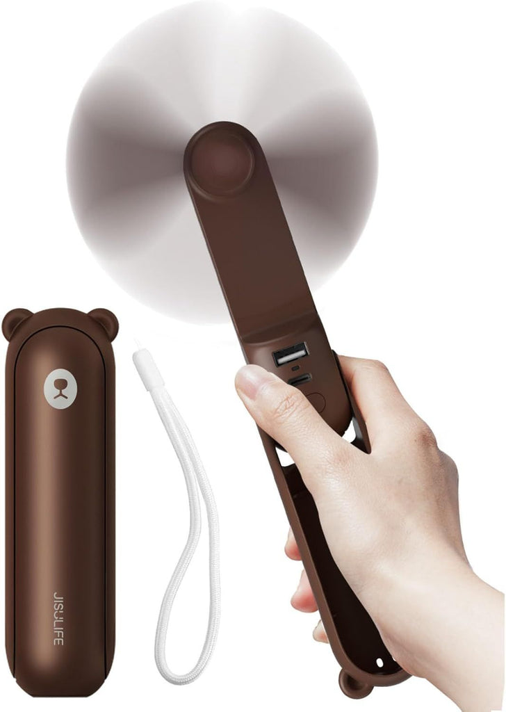Handheld Fan with 4500 mAh Powerbank Max 37 Hours Runtime, Pocket Portable Battery Operated or USB Powered Folding Personal Fan, 3 Speeds, Gifts for Women Men Kids Gift for Festival