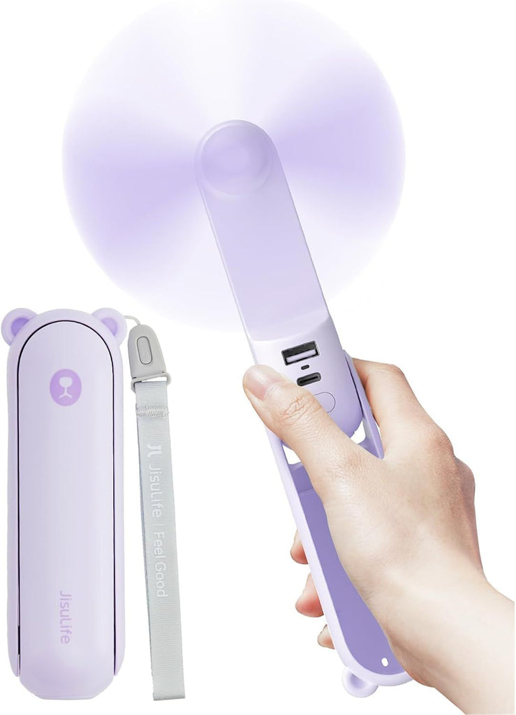 Handheld Fan with 4500 mAh Powerbank Max 37 Hours Runtime, Pocket Portable Battery Operated or USB Powered Folding Personal Fan, 3 Speeds, Gifts for Women Men Kids Gift for Festival