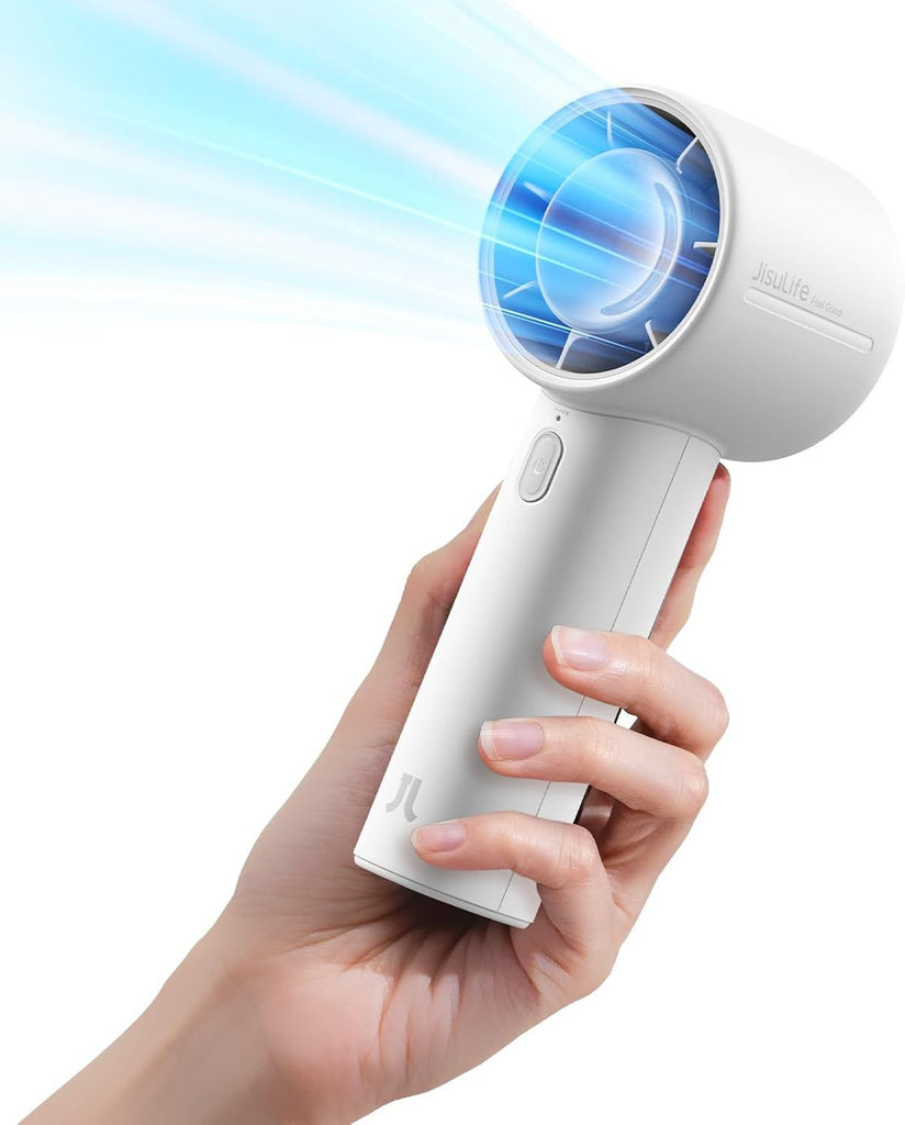 Handheld Turbo Fan, 5000mAh Rechargeable Portable Fan, Up to 28H Runtime, 5-Speed Powerful Airflow, Mini Personal Fan for Travel Outdoor Camping Beach Makeup, Gifts for Women, Men