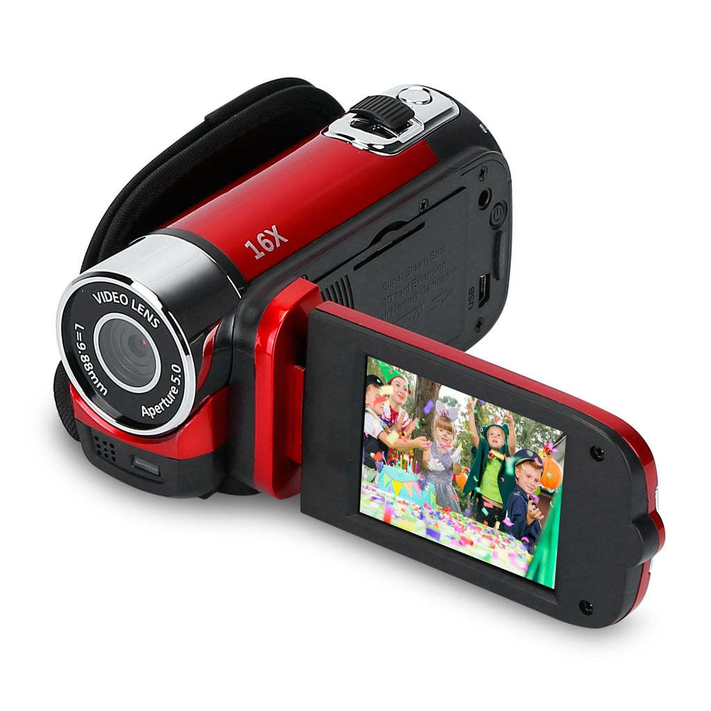 HD 1080P Digital Video Camcorder 2.7in 16X Zoom DV Camera 270° Rotation Rechargeable Kid Camera w/Fill Light Selfie GPCT2659