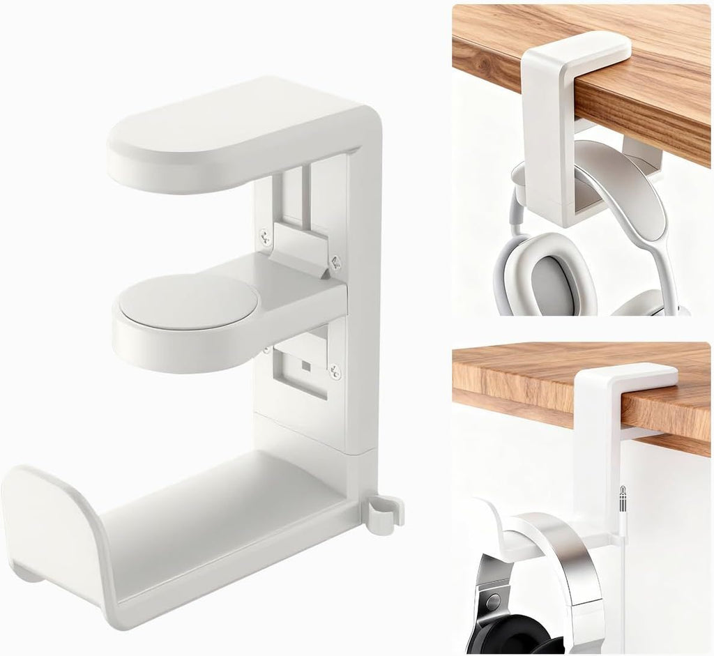 Headphone Hook, Under Desk Headphone Holder with 360-Degree Adjustable Rotation, PC Gaming Headset Holder