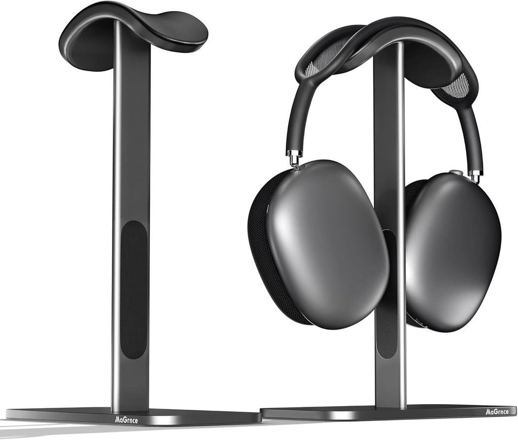 Headphone Stand for Airpods Max with Sleep Mode Aluminum Headphone Holder with Anti-Slip Base & Protective Leather Pad for Home/Game Room/Shop Headphone Storage/Display (Dark Grey)