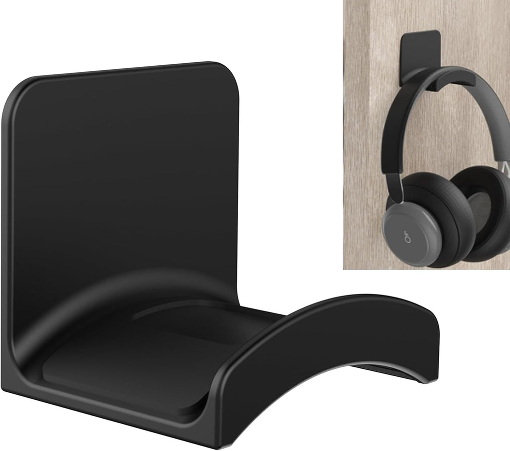 Headphone Stand Headset Holder - Adhesive Gaming Earphones Hanger, Universal Desk Wall Mount Hook for All Headphone/Controller, Compatible with Beats, AirPods Max,Sony, JBL (Black)