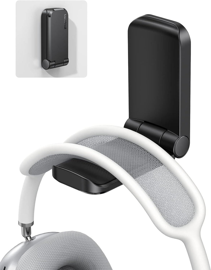Headphone Stand, Sticky Headset Hanger - Adhesive Headphone Holder Hook Mount, Headset Stand Holder Clip Under Desk, Earphone Clamp for Airpods Max, HyperX, Sennheiser, Black