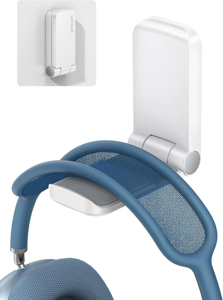 Headphone Stand, Sticky Headset Hanger - Adhesive Headphone Holder Hook Mount, Headset Stand Holder Clip Under Desk, Earphone Clamp for Airpods Max, HyperX, Sennheiser, White