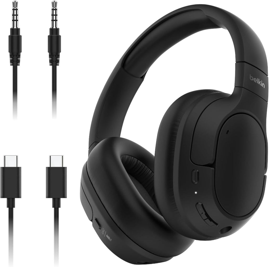 Headphones - Hybrid Active Noise Cancelling Headphones - Wireless w/ 60H Playtime, Fast Charging & CloudCushion Ear Cups for Travel, Home, or Office - Black