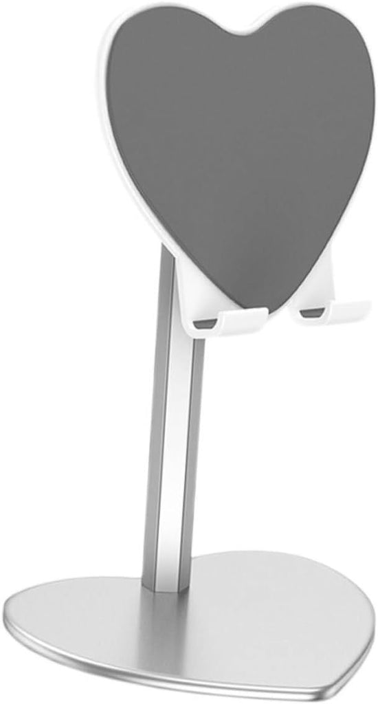 Heart Shaped Metal Desktop Tablet Stand Adjustable Phone Holder for Silver Alloy Phone Support for Home and Office Use