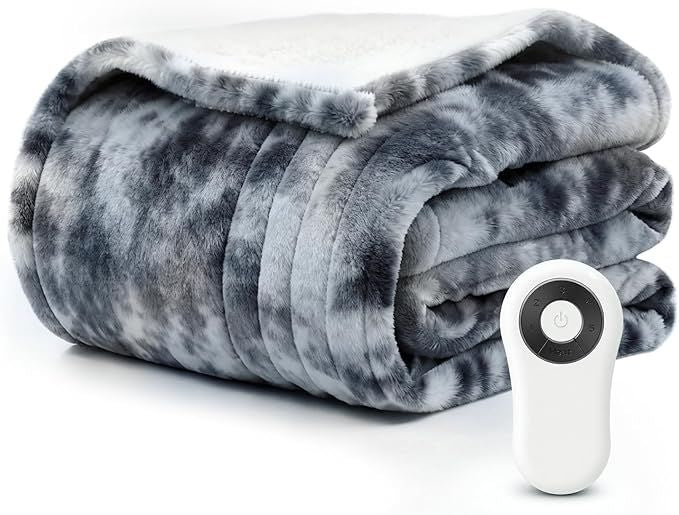 Heated Blanket Electric Throw Blanket 50"x60" Fast Heating Electric Blanket with 5 Heat Levels & 4 Hours Auto-Off Overheat Protection Cozy Soft Flannel Heated Throw Blanket