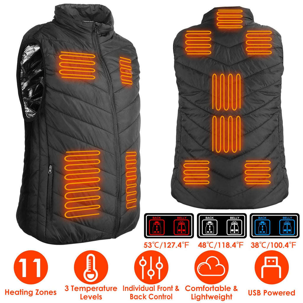Heated Vest Electric USB Jacket Men Women Heating Coat Thermal Body Warmer Wear with 3 Temperature Levels