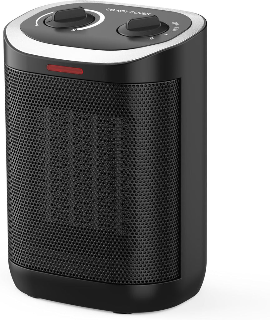 Heater for Indoor Use, 1500W PTC Ceramic Heater with Thermostat, Small Space Heater 2S Rapid Heating, 3 Modes, Electric Portable Heater with Safety Protection for Bedroom, Quiet Office