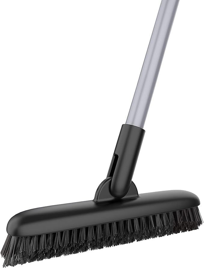 Heavy Duty Grout Scrub Brush with Long Handle, Shower Floor Scrubber for Cleaning, Tile Scrub Brush with Stiff Bristles