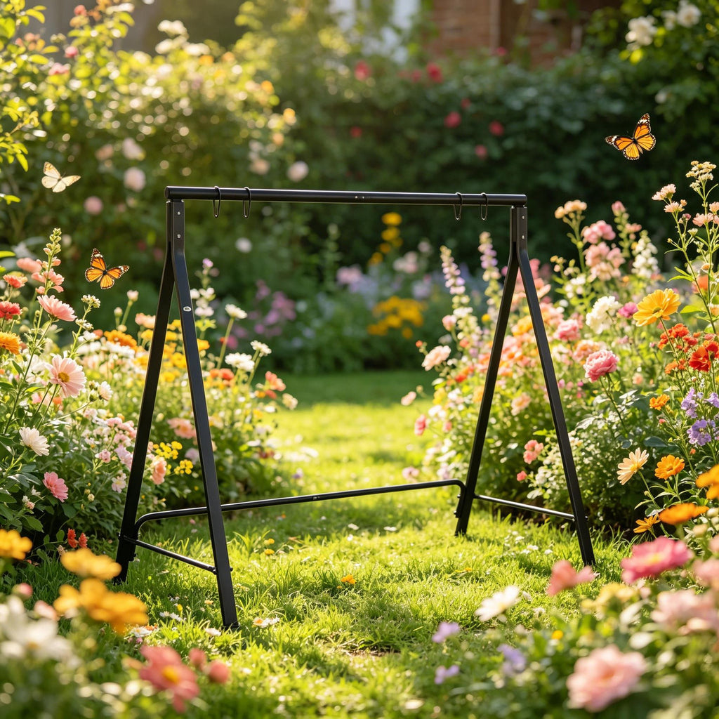 Heavy Duty Metal Porch Swing Stand Black Hanging Chair Frame 528 LBS Capacity for Backyard Patio Lawn Playground