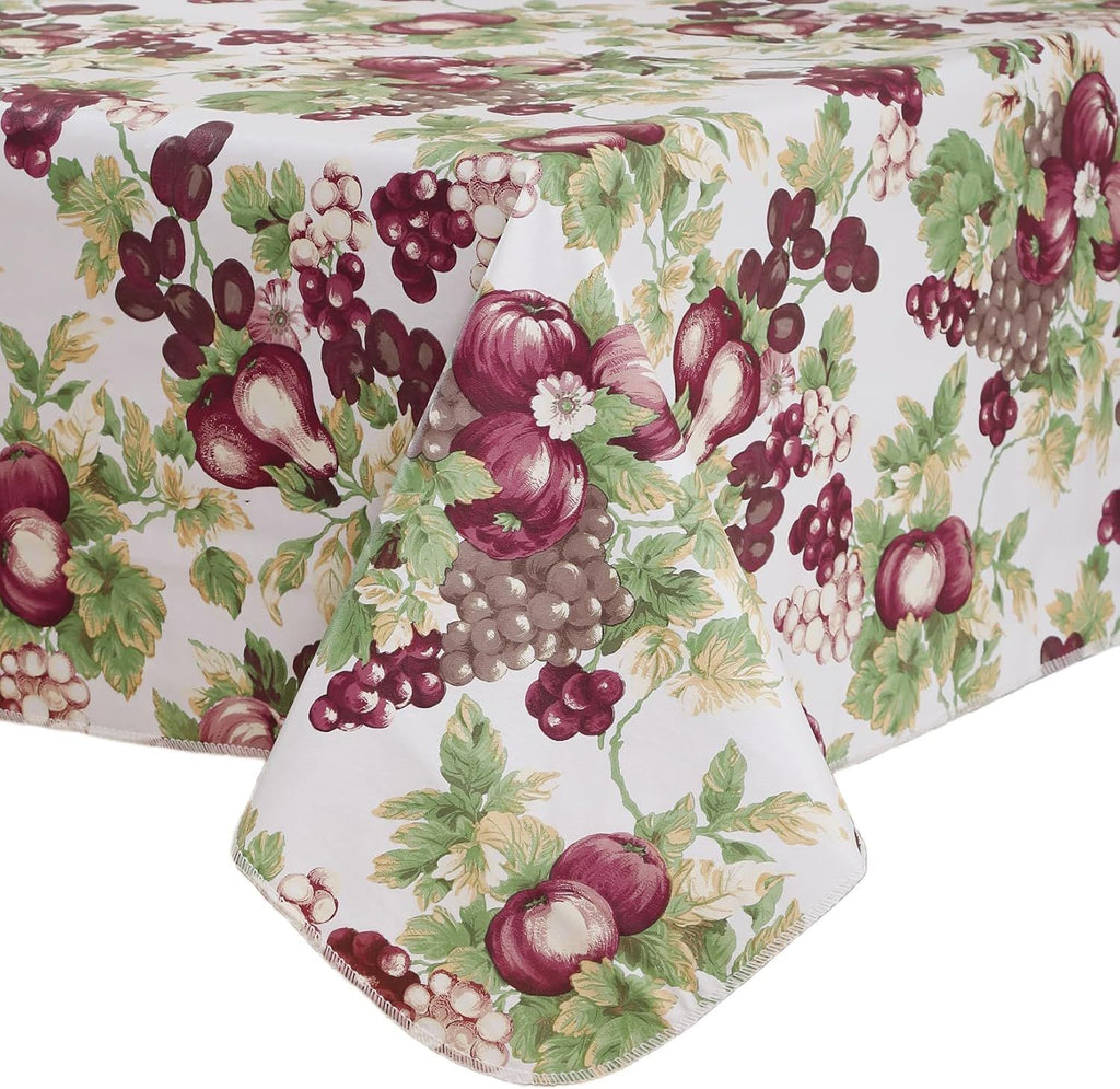Heavy Duty Vinyl Tablecloth with Flannel Backing Waterproof Oil-Proof Plastic Table Cloth Stain-Resistant Wipeable Rectangle or Square Table Cover for Indoor