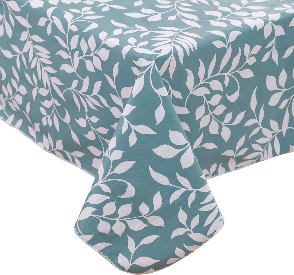 Heavy Duty Vinyl Tablecloth with Flannel Backing Waterproof Oil-Proof Plastic Table Cloth Stain-Resistant Wipeable Rectangle or Square Table Cover for Indoor