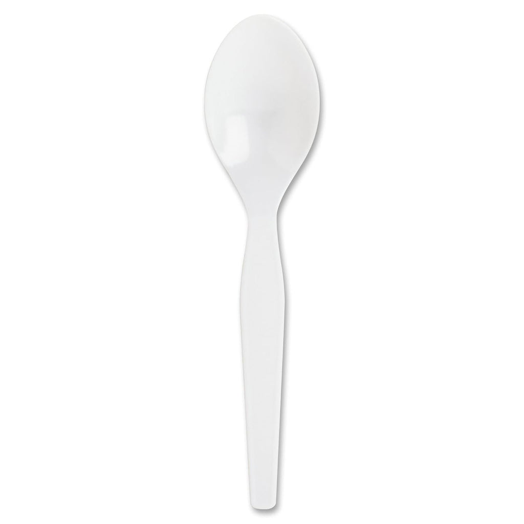 Heavy/Medium Weight Plastic Spoon, White, 100 Count