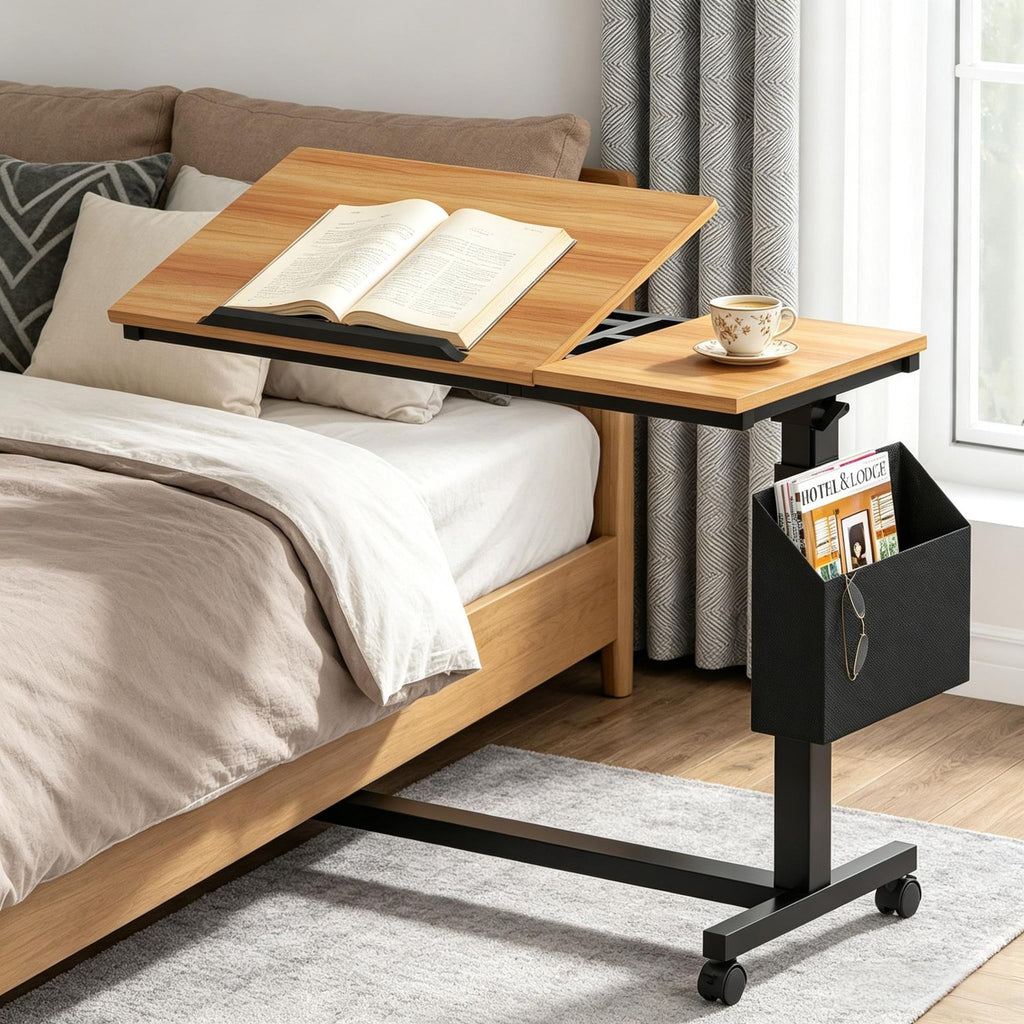 Height Adjustable Mobile C Table End Table Sofa Snack Table for Home Comfort And Convenience