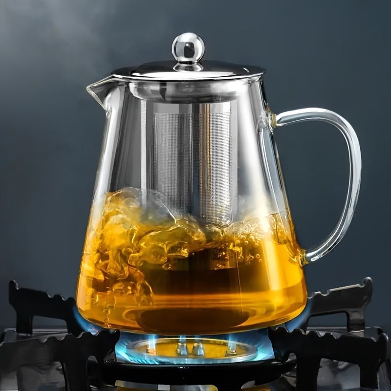 High borosilicate heat-resistant glass tea pot transparent Gongfu tea set stainless steel filter flower tea pot