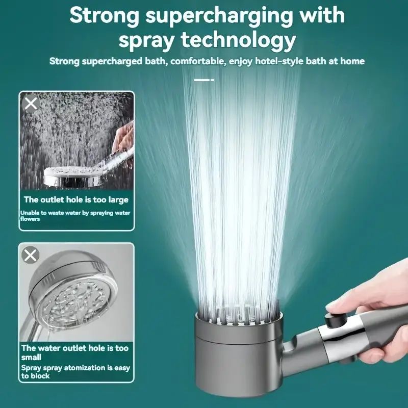 High pressure rain shower head with 5 filters - wall-mounted, luxury bathroom painted finish