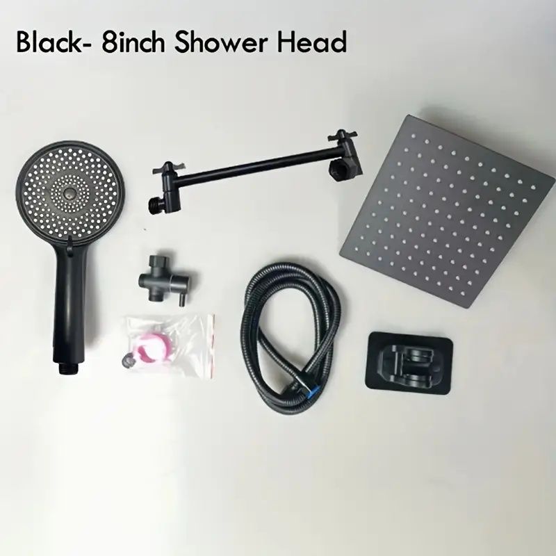 High-Pressure Shower System - Square Rain Head & Handheld with 360° Adjustable Extension Arm