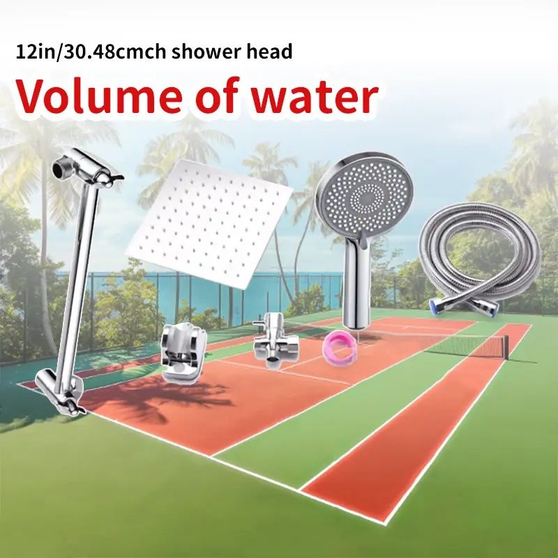 High-Pressure Shower System - Square Rain Head & Handheld with 360° Adjustable Extension Arm