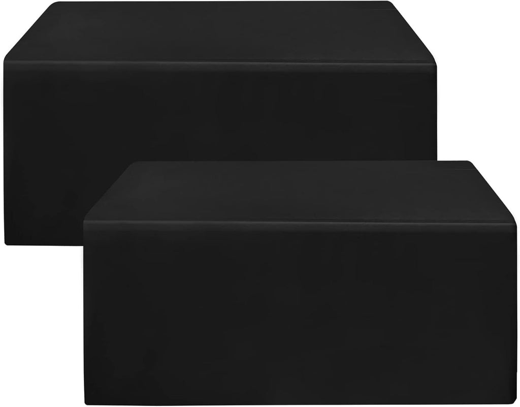HolidayIdeas Fitted Black Tablecloths - 72 x 30 Inch - 2 Pack Rectangle Table Clothes for 6 Foot Tables, Polyester Fabric Table Cover for Trade Show, Craft Show, Parties, Birthday