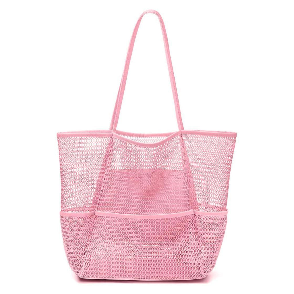 Hollow Mesh Beach Tote Bag, Large-Capacity Portable Swimming Storage Bag, Casual Handheld Net Bag for Vacation