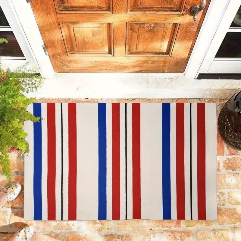 home decor Patriotic family door mat, indoor and outdoor anti-slip entrance mat, red, white and blue patriotic patterns, beautiful and eternal, made of diatom mud, healthy and durable, easy to clean