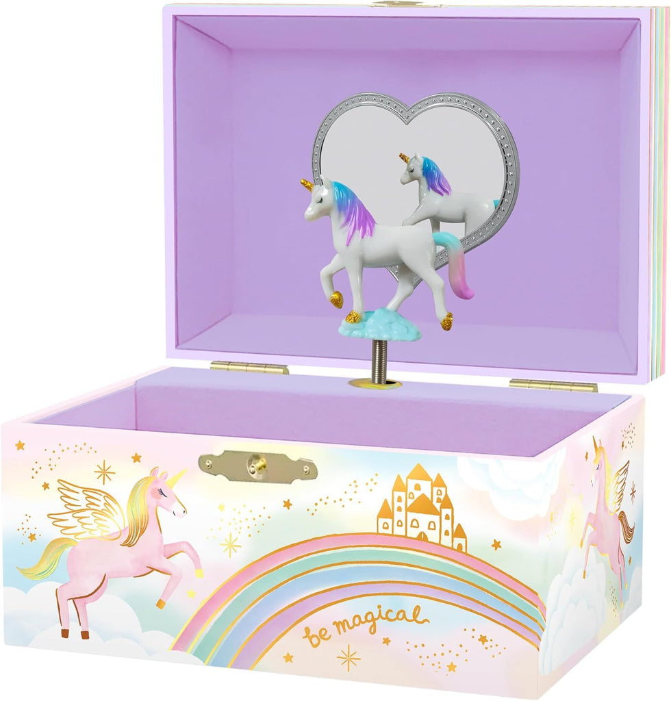 Honey Musical Jewelry Box for Girls - Kids Jewelry Box, Unicorn Toys for Girls 4-6, Unicorn Gifts, 6 x 4.7 x 3.5 in