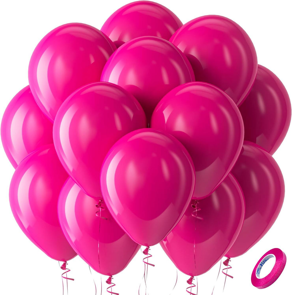 Hot Pink Latex Party Balloons, 100 Pack 12 inch Round Helium Pink Balloons for Valentine's Day Wedding Birthday Party Backdrop Decorations