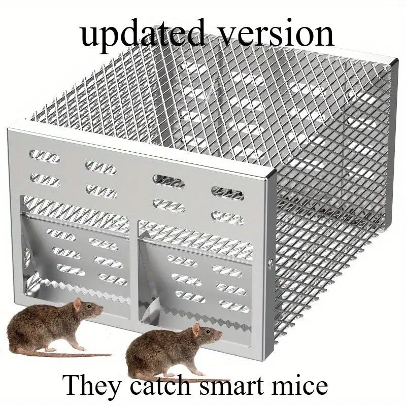 Humane Dual Entrance Mousetrap - Automatic, reusable catch and release design for indoor/outdoor use, non-rusting iron construction, mousetrap, continuous cycle, fit