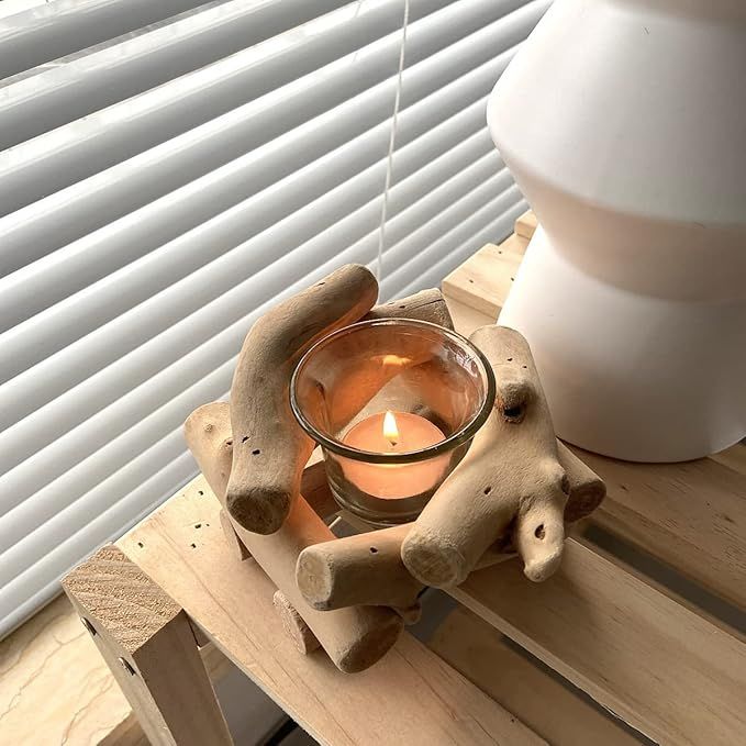 Hurricane Candle Holder Modern Minimalist Driftwood Candle Holder Handmade